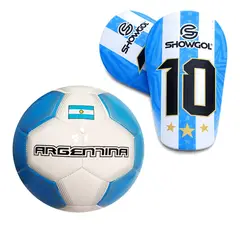 GENERICO - KIT DE FUTBOL PELOTA  Y CANILLERAS  ARGENTINA  TALLA KIDS