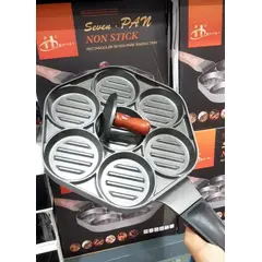 GENERICO - Sartén Antiadherente 7 Cavidades Multiuso - Hamburguesas, Pancakes y Huevos - Cocina Rápida