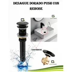 GREEN HOUSE - DESAGUE NEGRO PARA OVALIN PUSH BUTTON  CON REBOSE