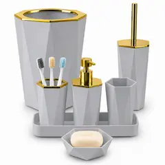 MINARI - Set de 7 Accesorios Organizador para Baño Moderno Gris KB7