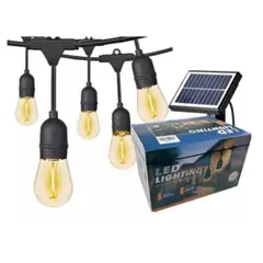 GENERICO - Guirnalda Luces Vintage 20 Focos Solar Cable 10M Terraza Jardin