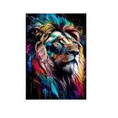 VATYERTY - 1 Pieza De Pintura Al Óleo Pintada A Mano, Impresión De León Africano