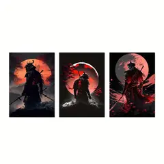 VATYERTY - Set of 3 Pinturas Al Óleo De Guerreros Japoneses
