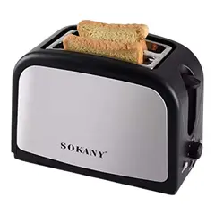 SOKANY - Tostadora Eléctrica 2 Rebanadas 800W con Control de Dorado y Bandeja Removible