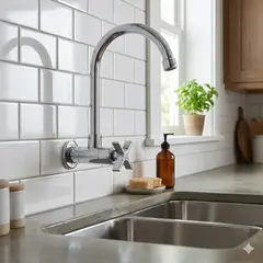 C&A - Llave Caño de Pared para Cocina Lavadero Manija Aspa Acero Inoxidable C&A