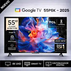 TCL - Televisor Smart TV TCL 55 4K Google TV 55P6K Negro
