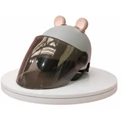 GENERICO - Casco Protección de Moto Plomo con Doble Visor y Orejitas