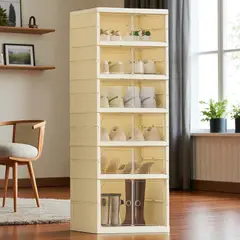 GENERICO - Organizador De Zapatos Botas Resistente Para 12 Pares Con Puertas Imantadas Color Crema