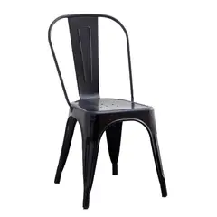 PET MOOD - Silla Moderna Tolix Metal Negro Comedor Jardín Oficina Bar