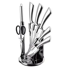 ELMEJORPRECIO - Set de Cuchillos con Base Giratoria de 8 piezas Bass