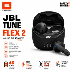 JBL - JBL Tune Flex 2 ANC Auriculares inalámbricos/ BT 5.3/ Autonomía 48 hrs / IP54 / Diseño Ergonomico