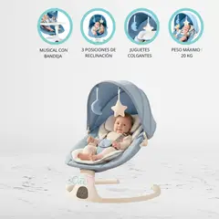 IDEAL BABY & KIDS - Silla Mecedora Eléctrica para Bebé «LUNA» Blue