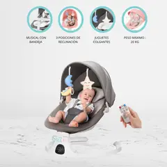 IDEAL BABY & KIDS - Silla Mecedora Eléctrica para Bebé «LUNA» Gray