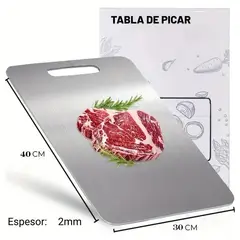 GENERICO - Tabla de picar en acero inoxidable 40x30cm 2mm- REGALO MAMÁ