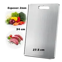 GENERICO - Tabla de picar en acero inoxidable 34x27.5cm espesor 2mm- REGALO MAMÁ