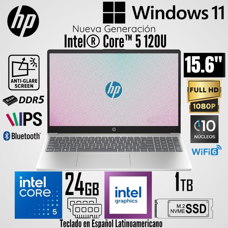 Laptop HP 15-FD0362LA Intel Core 5 120U 24GB RAM 1TB SSD 15.6" FHD - Dorado Cálido