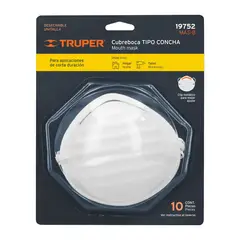 Truper - Blíster con 10 cubrebocas para polvos tipo concha, TRUPER - 19752
