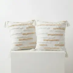 ZALMOHADAS - Set de 2 Cojines Decorativos Estilo Bohemio Arena 45x45