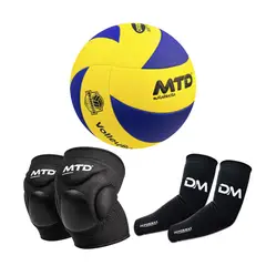 MTD - KIT VÓLEY PRO PELOTA PU THERMOSELLADO MTD 5 + RODILLERA GEL MTD + MANGAS DM JUNIOR