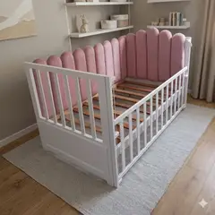 GENERICO - CAMA CUNA PLAZA Y MEDIA PARA BEBE ROSADO