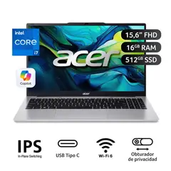 ACER - Laptop Acer Intel Core i7 13620H 16GB RAM 512GB SSD 15.6FHD Windows 11 - Aspire