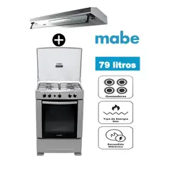 Mabe - Cocina Mabe CMP6012AG0 a Gas de Pie 60 cm 4 Quemadores Silver + Campana mabe