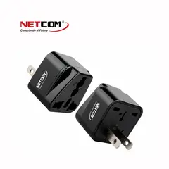 NETCOM - ADAPTADOR DE CORRIENTE ENCHUFE PLANO MACHO A ENCHUFE UNIVERSAL HEMBRA 10A NETCOM