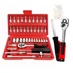 OEM - SET DE DADOS DE 46 PIEZAS UNIVERSAL MULTIUSO INOXIDABLE