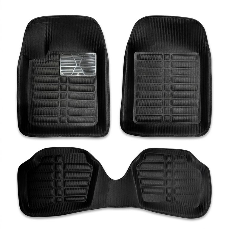 Piso Bandeja Fibra De Carbono 3D Para Auto 3Pcs