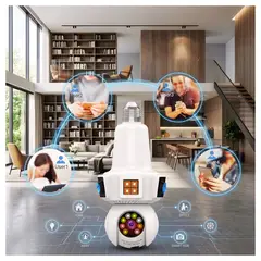 OEM - FOCO CAMARA FULL HD DE SEGURIDAD DE 3 LENTES 360º VISION NOCTURNA Y AUDIO