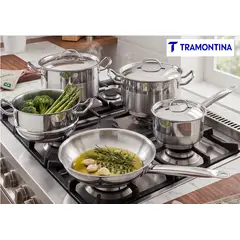 TRAMONTINA - Juego de Ollas de Acero Inox. 8 Piezas TRAMONTINA