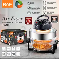 RAFF - AIR FRYER FREIDORA DE AIRE DE VIDRIO 8 EN 1 DE 17 LITROS - 3500W