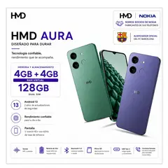 GENERICO - Smartphone HMD Aura  DS 8GRAM (4+ 4GB EXT)+ 128GB/ IP 54/ 13MP/  Batería de 2 días/ 6.56" Indigo/
