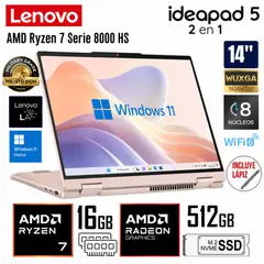 LENOVO - Laptop Lenovo Ideapad 5 2 en 1 AMD Ryzen 7 8845HS 16GB LPDDR5 RAM 512GB SSD 14" WUXGA - 83DR005ULM