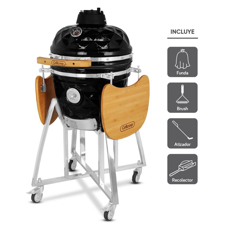 Kamado Diamante 18 Negro + 4 accesorios