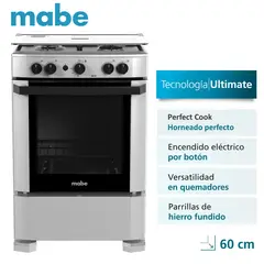 Mabe - Cocina a Gas Mabe 4 Hornillas 60 Cm Silver CMP6012AG1 Nuevo