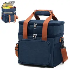 KELLER - Lonchera Térmica Doble Compartimento Impermeable con Correa Ajustable AZ YG4