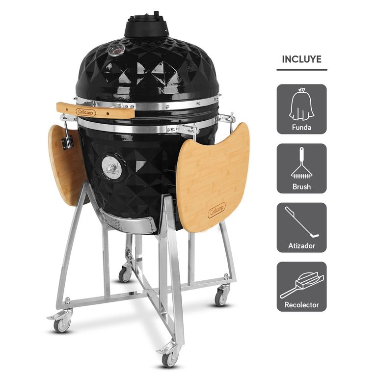 Kamado Diamante 23.5 Negro + 4 accesorios