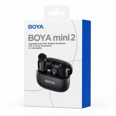 BOYA - Micrófono BOYA mini 2 USB-C RX + 2 TX con Estuche, Cancelación de Ruido IA, 48kHz 24-bit, 100m,