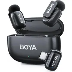 BOYA - Micrófono BOYA mini 2 USB-C para Celular, 2 TX, Estuche, AI Noise Cancelling, 48kHz 24-bit, 100m, Negro