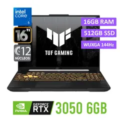 ASUS - Laptop ASUS TUF F16 FX607VJB-RL209 Intel 5-210H Ram 16GB SSD 512GB RTX3050 6GB 16" WUXGA WIN 11.