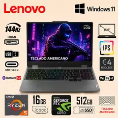LENOVO - Laptop Gaming Lenovo LOQ 15ARP9 Luna Grey, AMD Ryzen 5 7235HS 16GB DDR4 512GB  15.6" FHD 83JC00LYUS