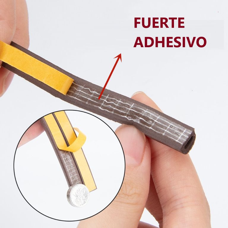 Burlete Adhesivo Para Puertas y Ventanas Color Marrón - 6m