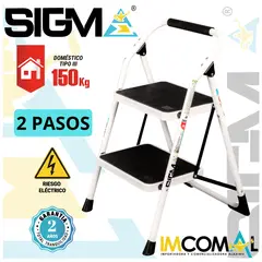 SIGMA - Escalera Acero Taburete de 2 Pasos. Cap. Max. de Carga 150 Kg. Tipo IIIDomestica