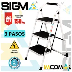 SIGMA - Escalera Acero Taburete de 3 Pasos. Cap. Max. de Carga 150 Kg. Tipo III Domestica