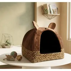 GENERICO - Cama Iglú Conejito Animal Print XL para Perros y Gatos - 52*52 cm x 58 de altura