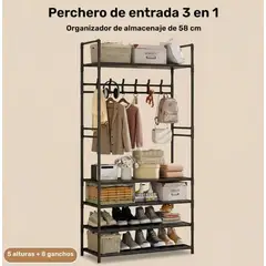 MORITA BAG STORE - RACK ARMARIO ORGANIZADOR NEGRO MULTIFUNCIONAL DE 5 NIVELES - ESTANTERÍA MODERNA AHORRADOR DE ESPACIO