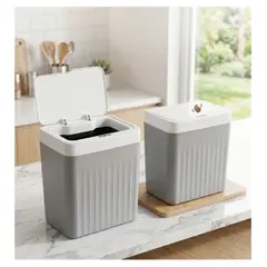 GENERICO - Tacho de Basura Inteligente con Sensor Automático y Batería Recargable GrisBlanco