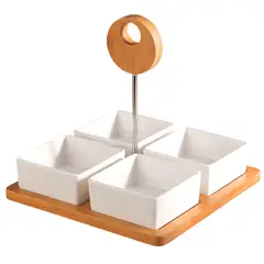 GENERAL - Set de Bowls para Snacks con Base de Bambú