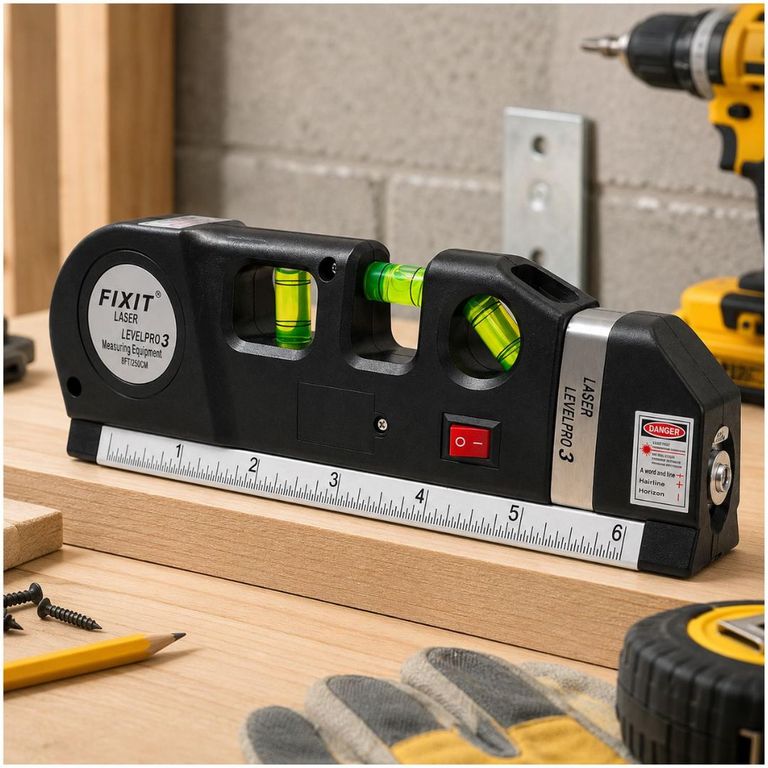 Nivel Láser Multifuncional 3 en 1 FIXIT LevelPro 3 Cinta Métrica Regla Nivel
